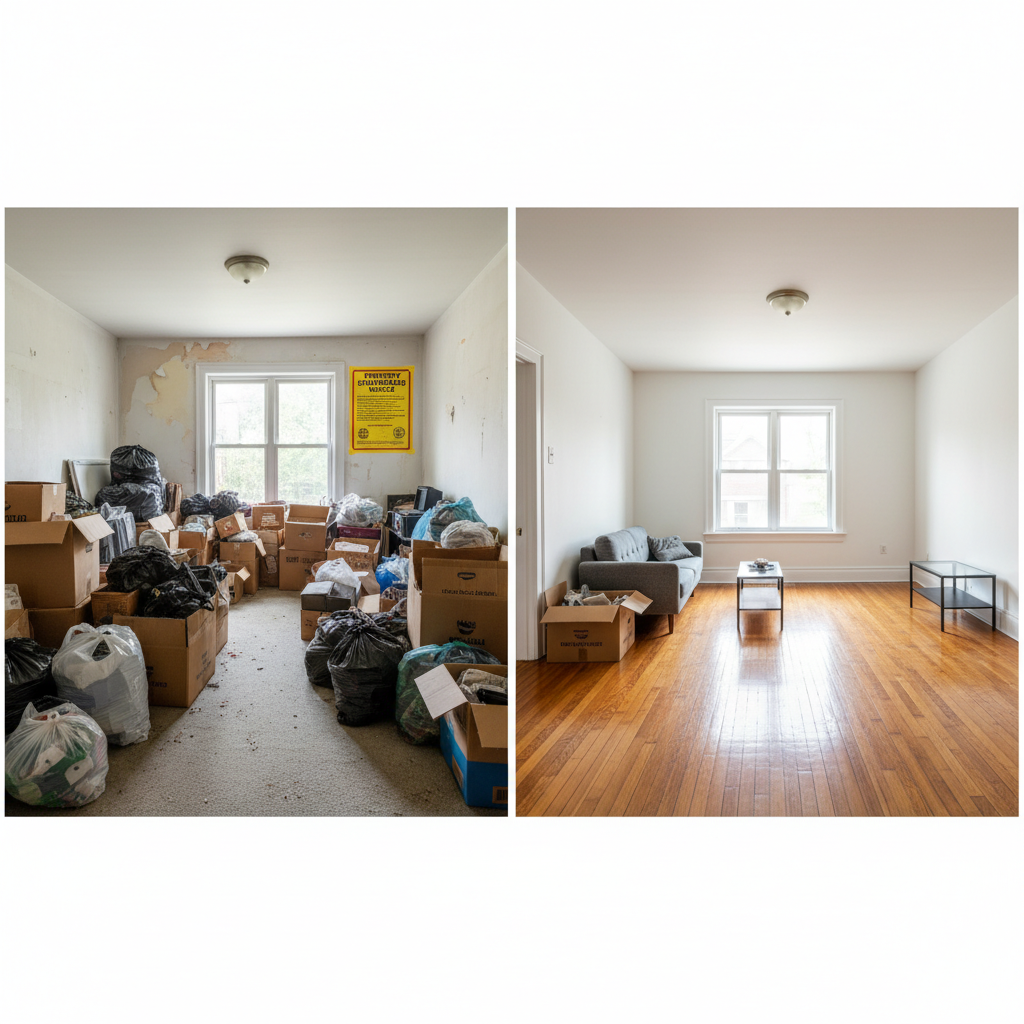 Emergency hoarding cleanup before and after  -  property standards compliant home in Toronto