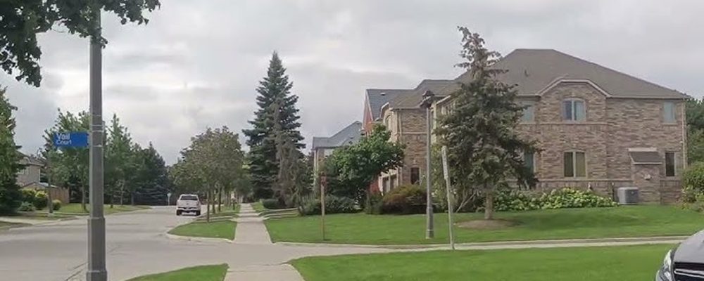 Erin Mills subdivision street in Mississauga  -  master-planned community